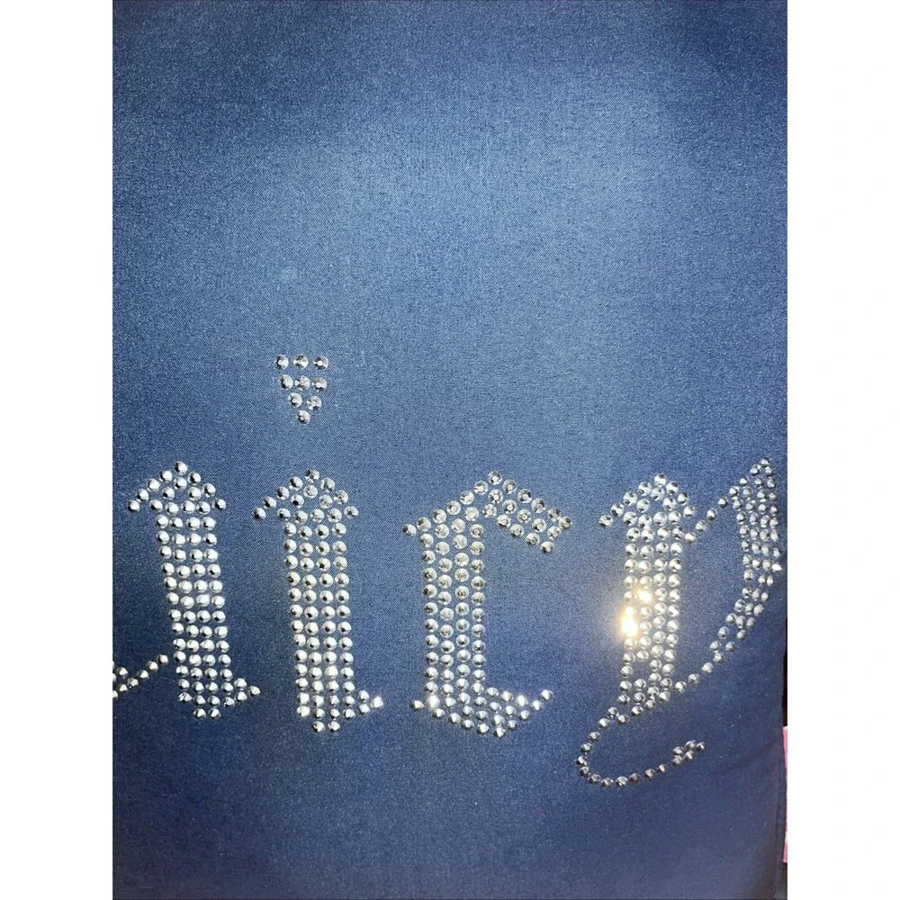 Navy Juicy Culture Rhinestone Logo Decorative Pillow Luxurious